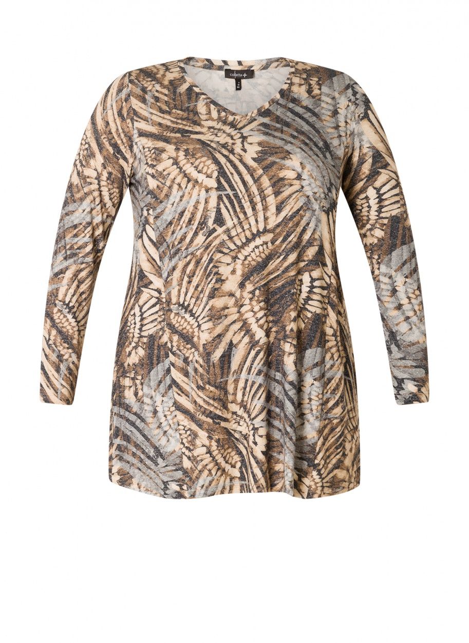 Shirt lang mouw Beige/multicolor blad