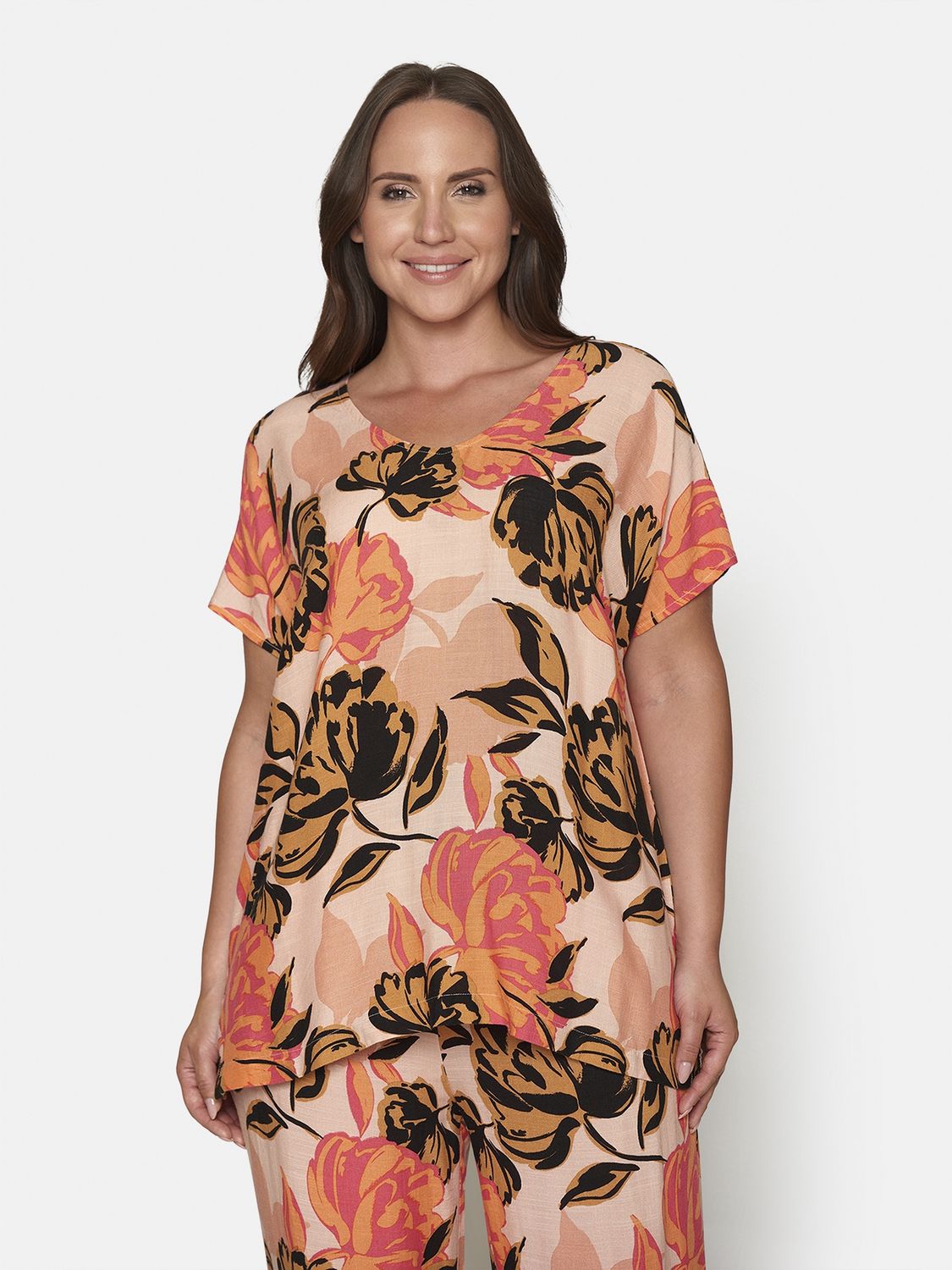 Blouse oranje bloem