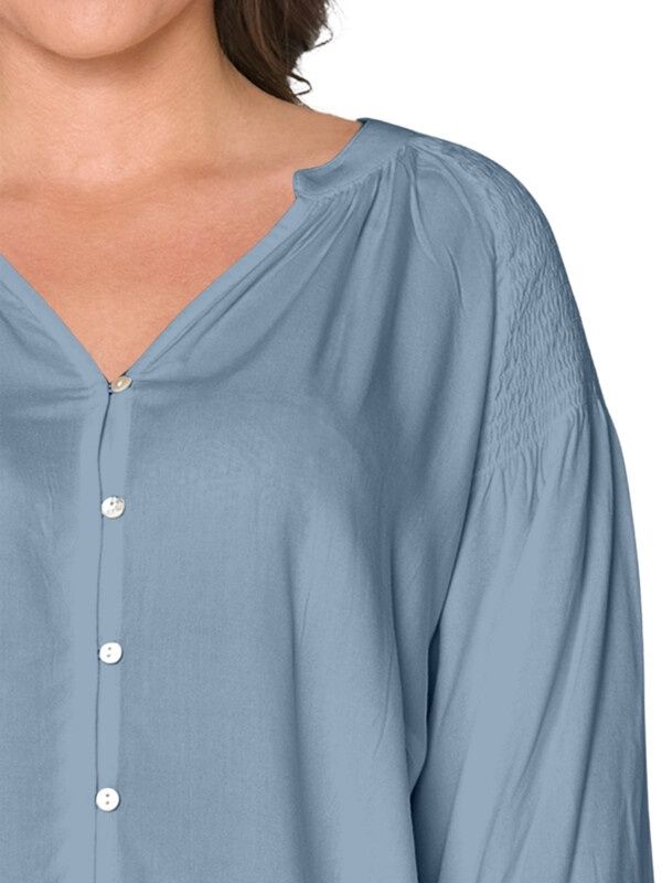 Blouse uni ijsblauw