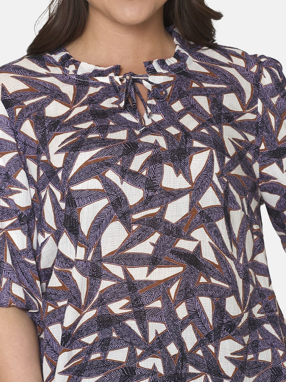 Blouse paars grafisch