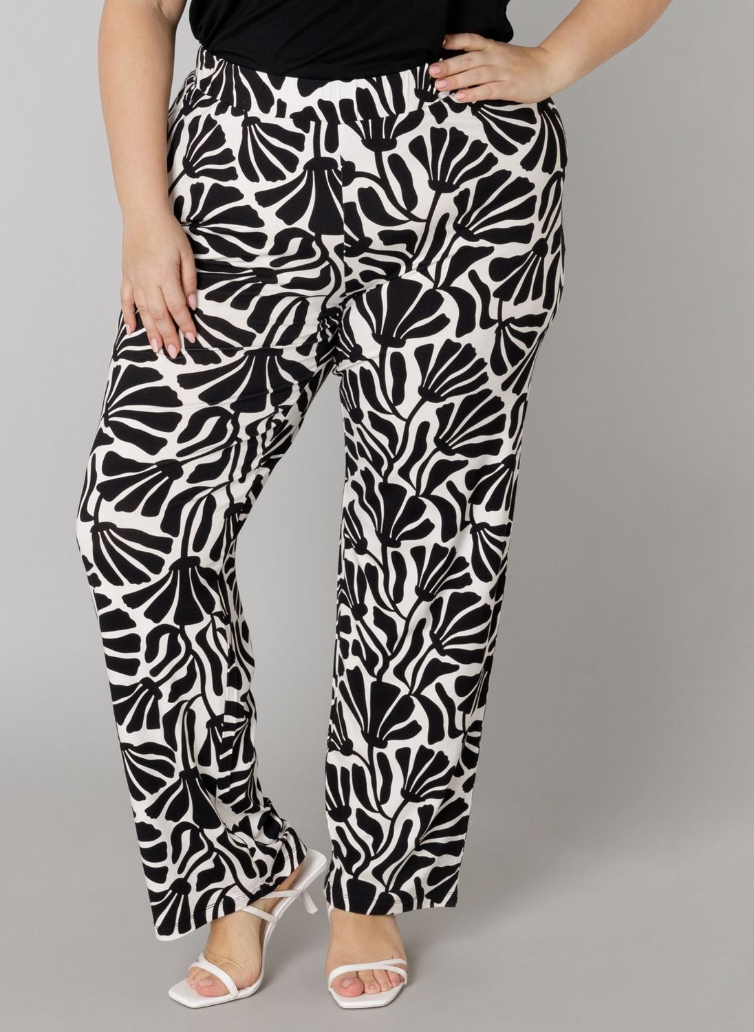 Broek zwart &amp; wit bloem - Summer