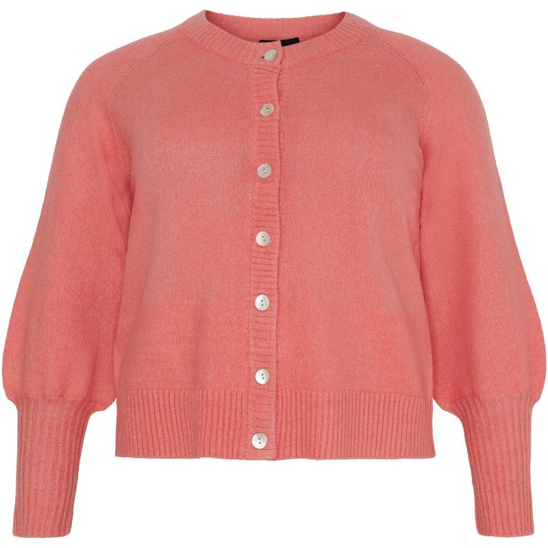 Cardigan w. buttons and balloon sleeves mermalade red