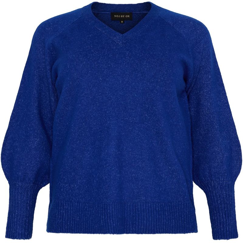 Sweater V neck w balllon sleeves d. kobalt