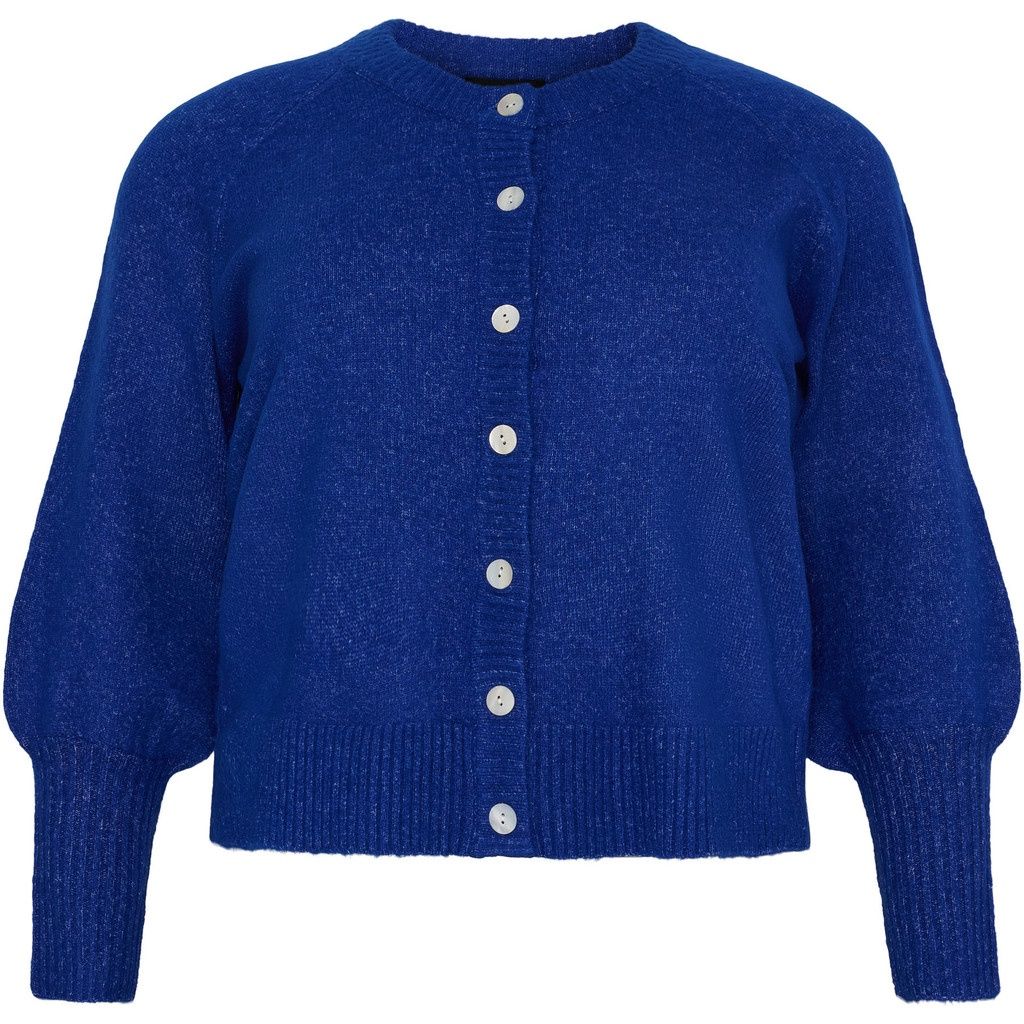 Cardigan w. buttons and balloon sleeves d. Kobalt