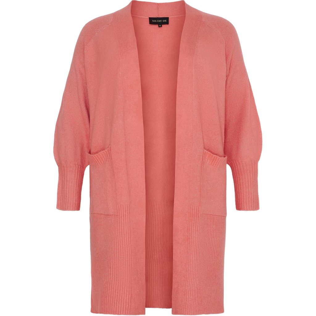 Long Cardigan w. balloon sleeves mermalade red