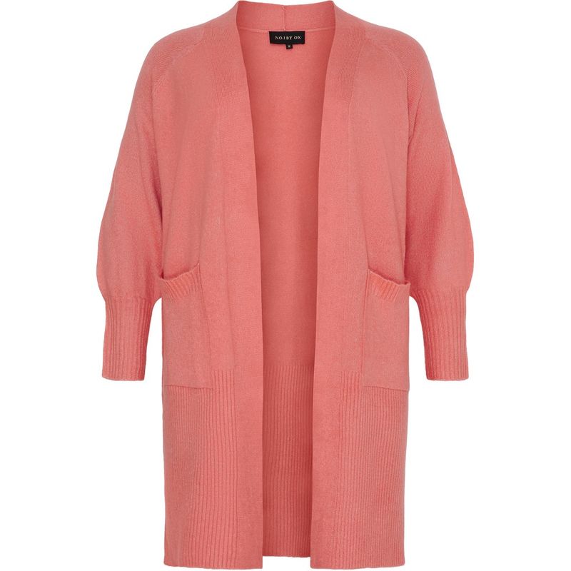 Long Cardigan w. balloon sleeves mermalade red