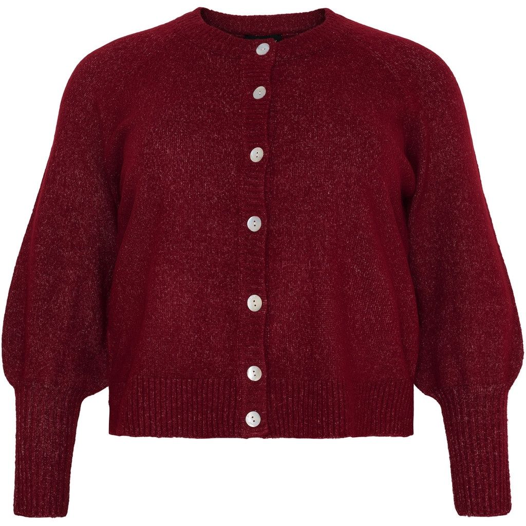 Cardigan w. buttons and balloon sleeves Syrah Red