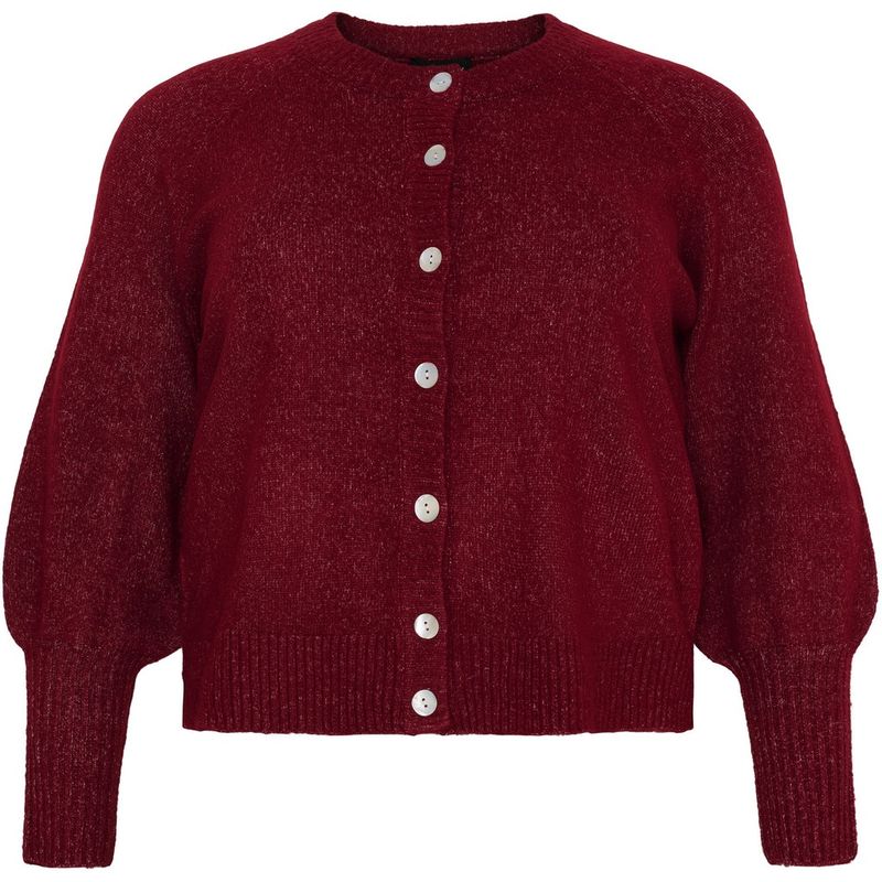 Cardigan w. buttons and balloon sleeves Syrah Red