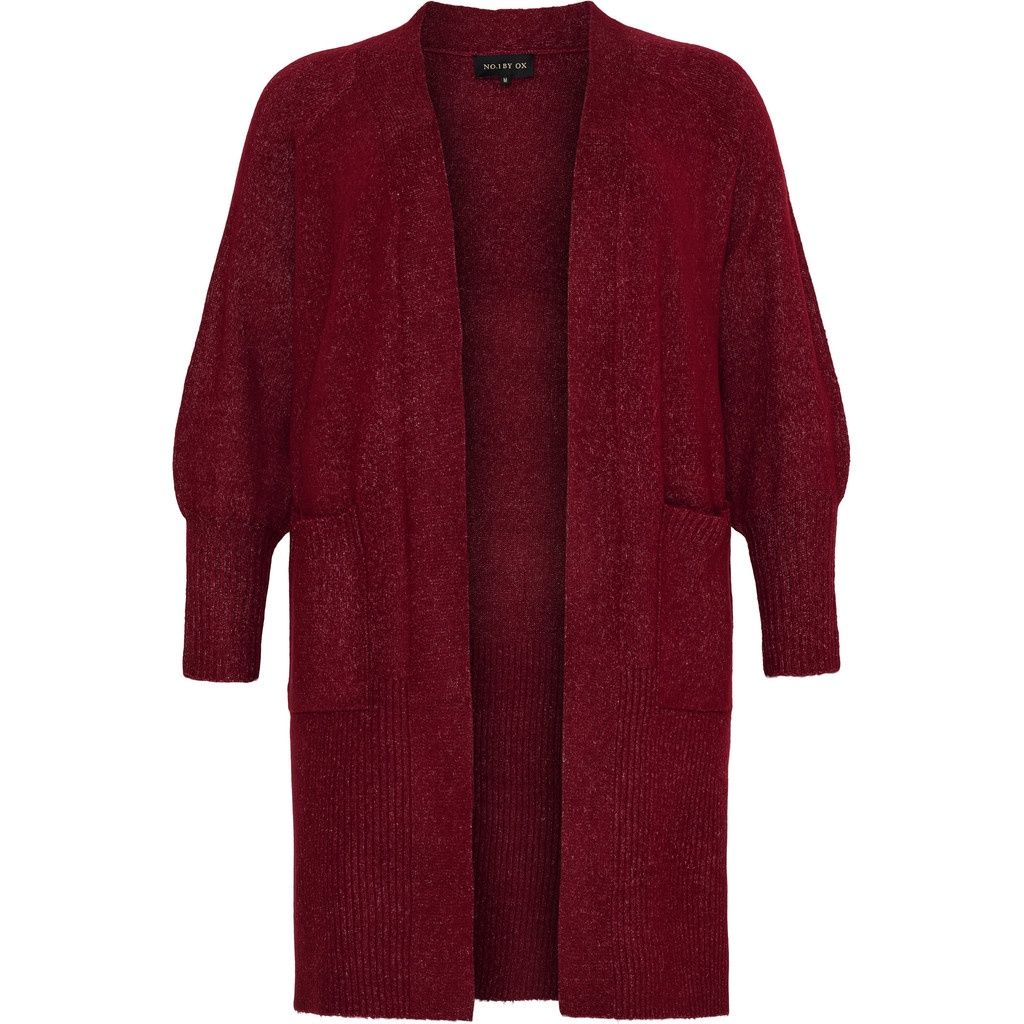 Long Cardigan w. balloon sleeves Syrah red