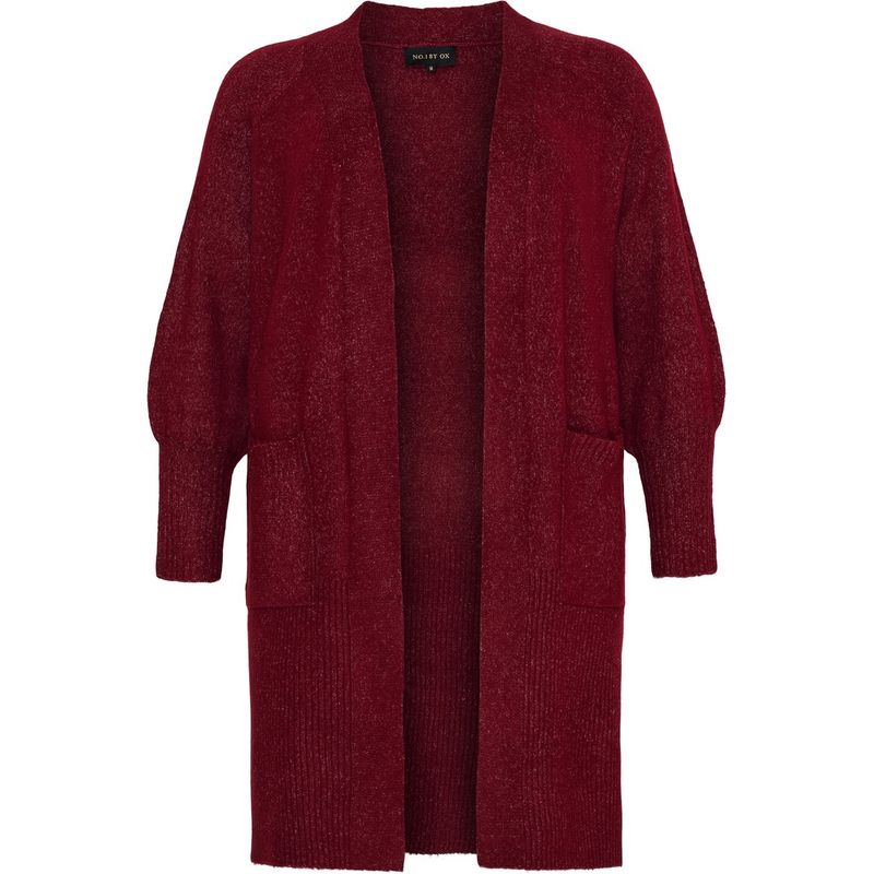 Long Cardigan w. balloon sleeves Syrah red
