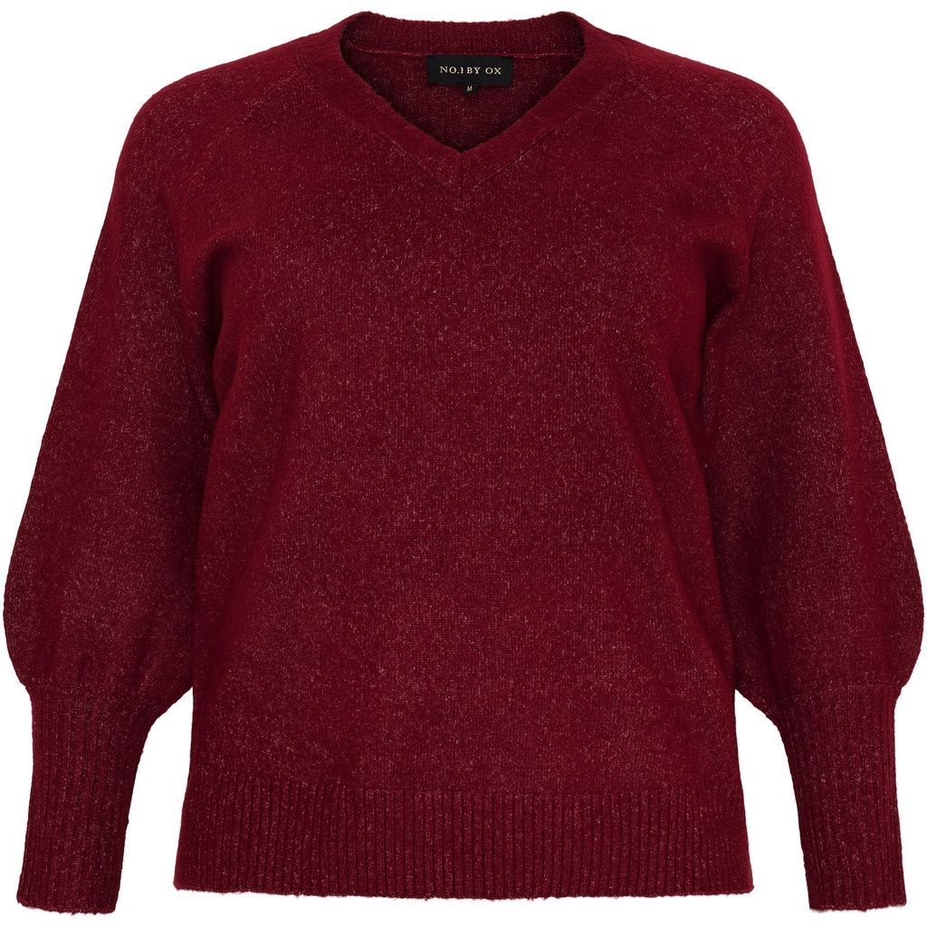 Sweater V neck w balllon sleeves Syrah red