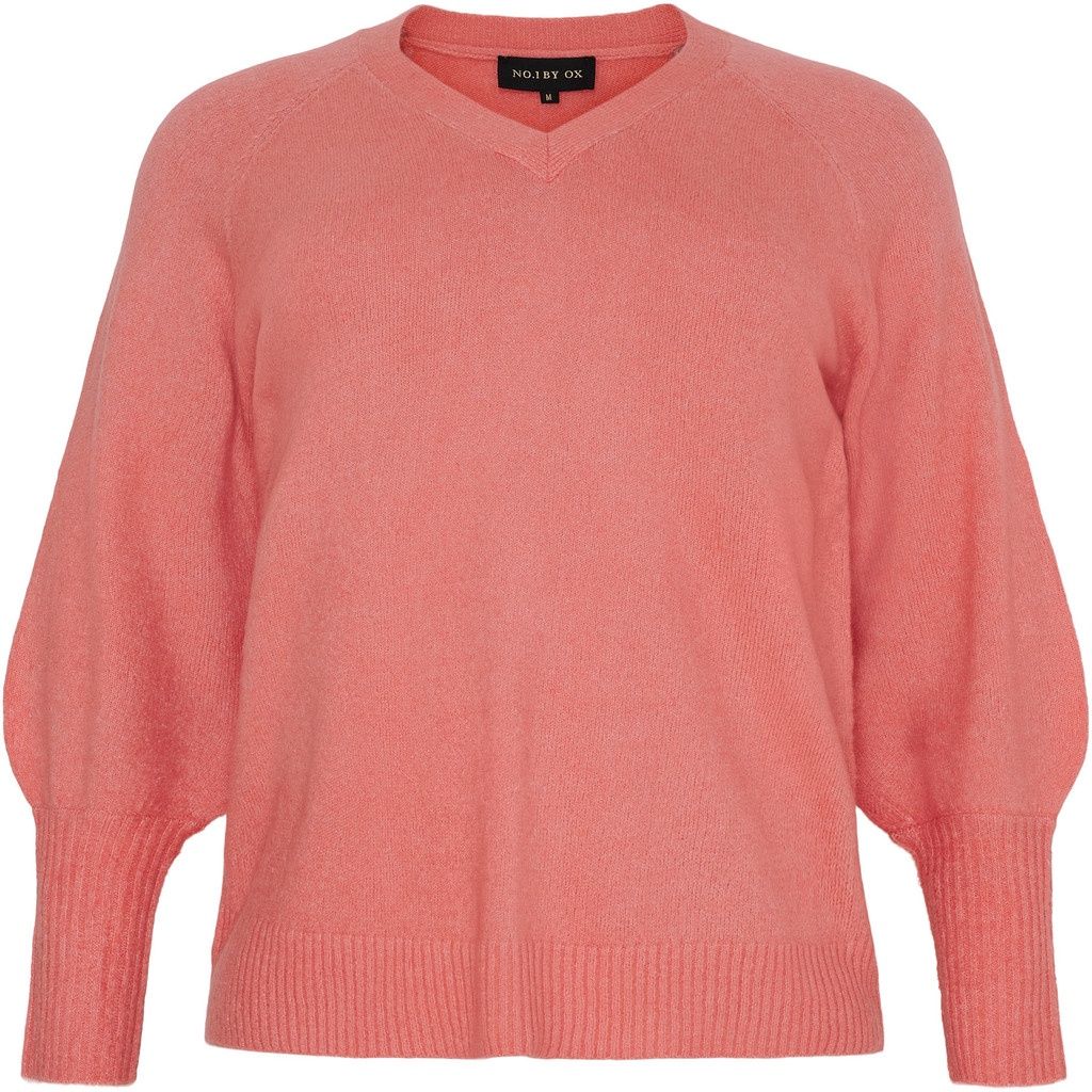 Sweater V neck w balllon sleeves Mermalade red