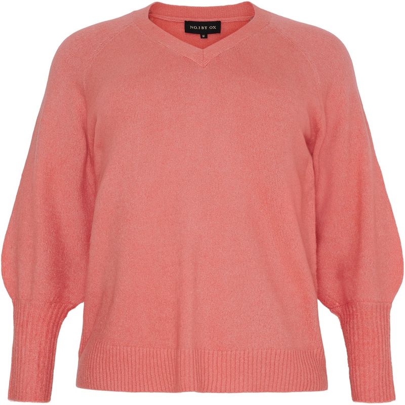 Sweater V neck w balllon sleeves Mermalade red