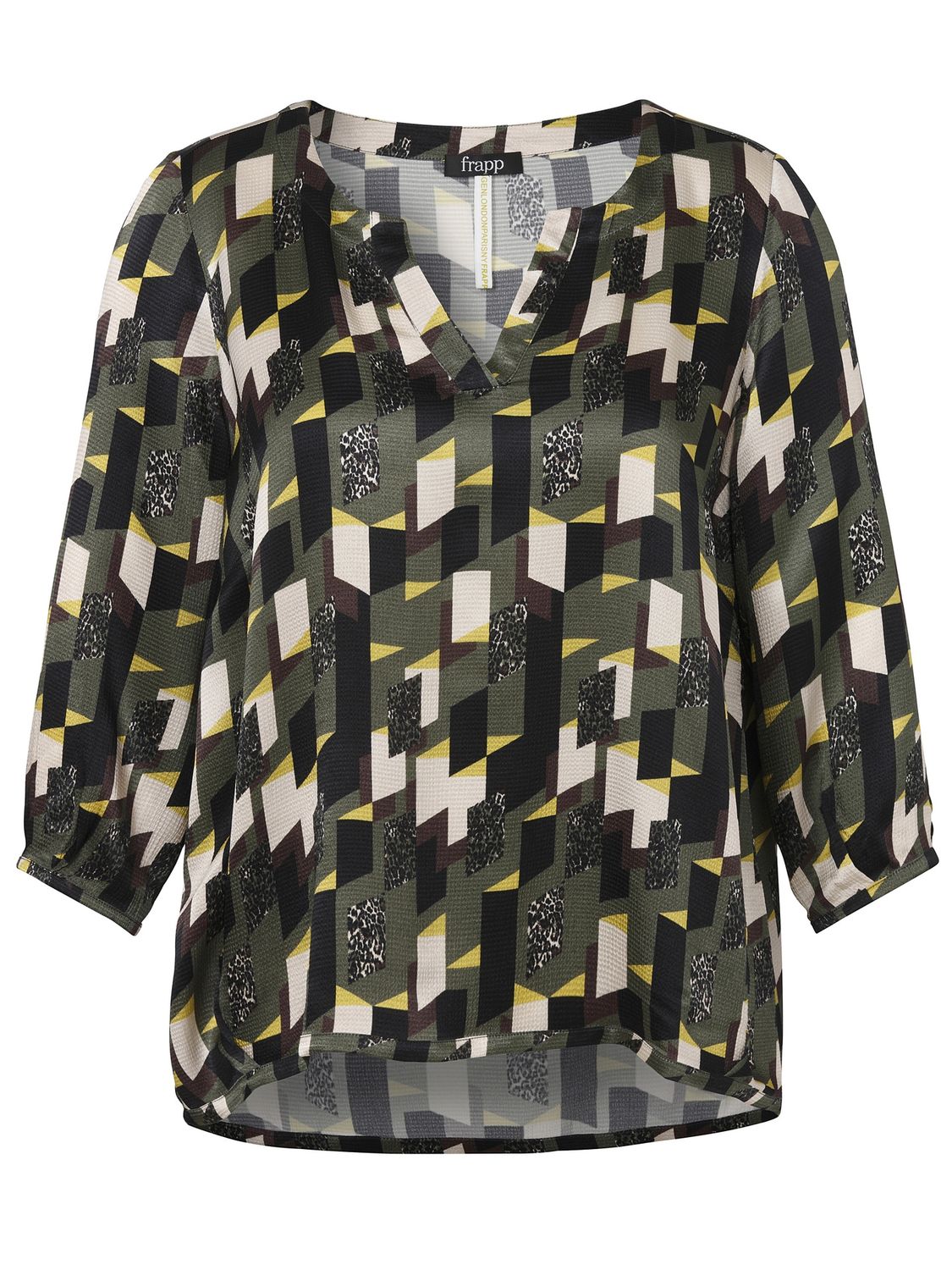 Bluse V-Ausschnitt 3/4 Arm Druck khaki multicolor