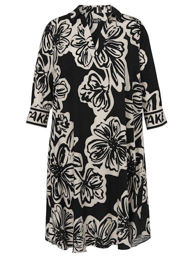 Jurk longblouse 3/4 mouw zwart zand