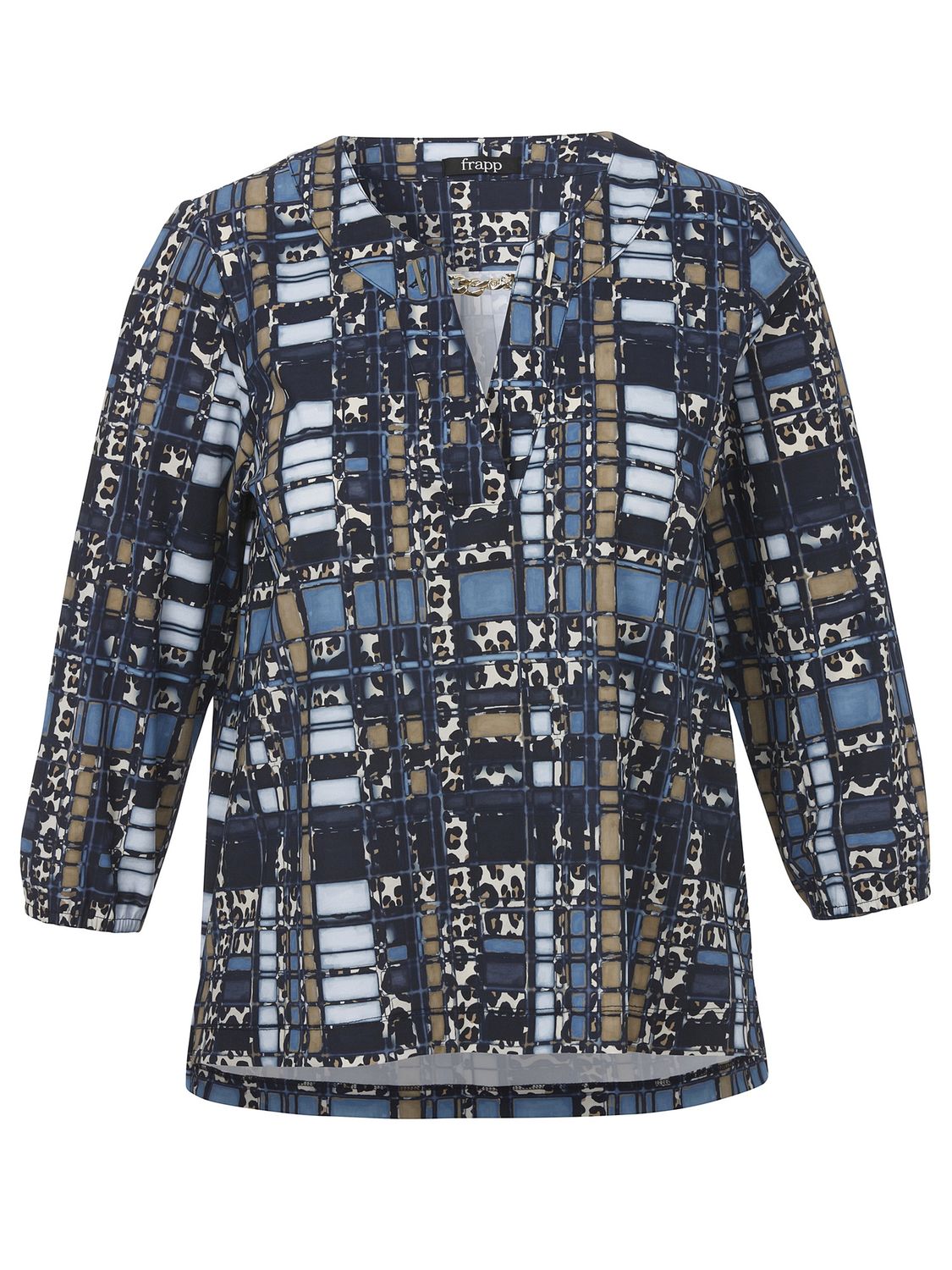 T-Shirt V-Ausschnitt 3/4 Arm Navy multi