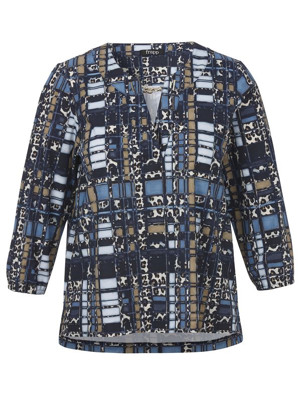T-Shirt V-Ausschnitt 3/4 Arm Navy multi