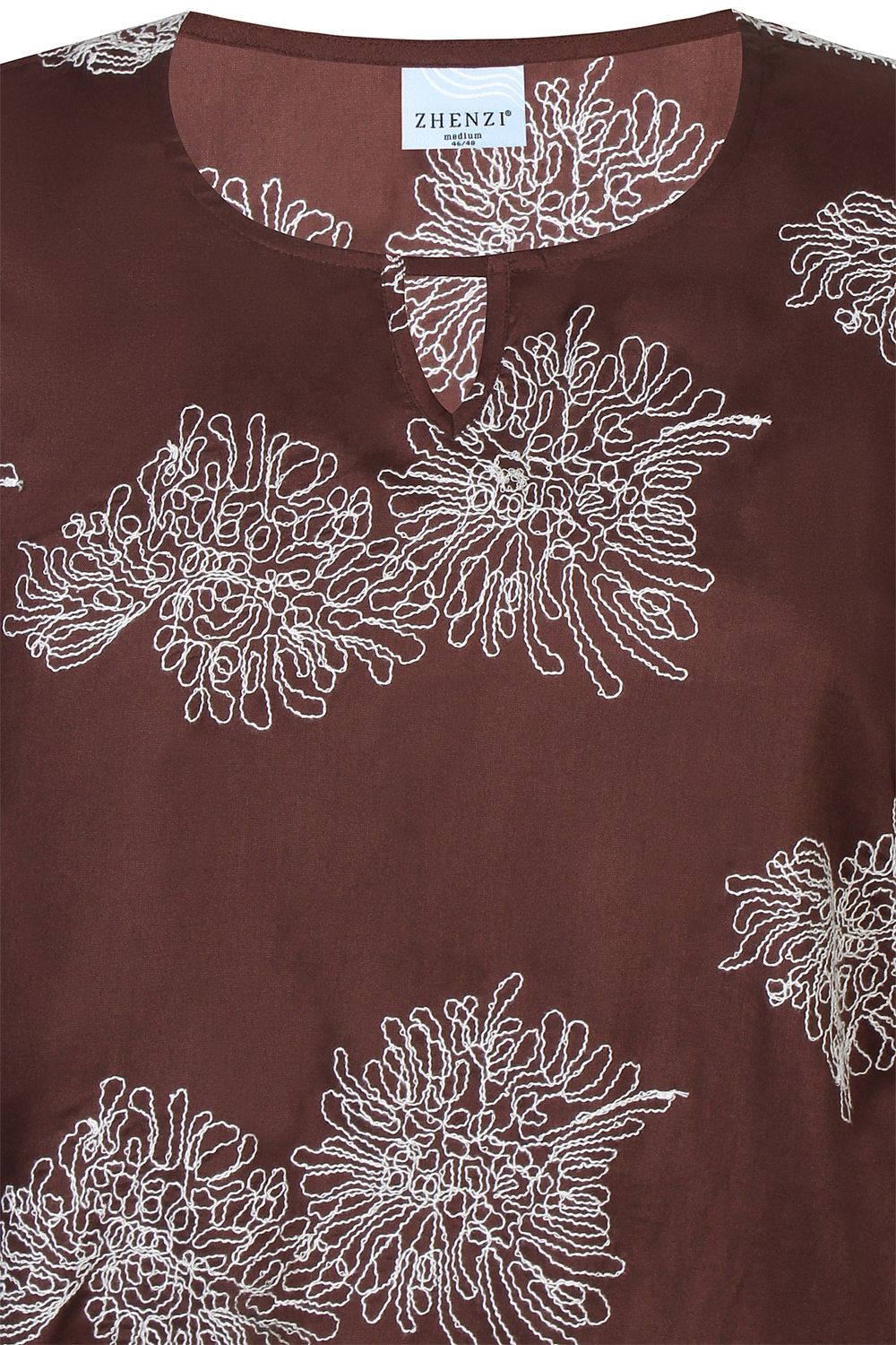 Perl blouse bruin wit borduur