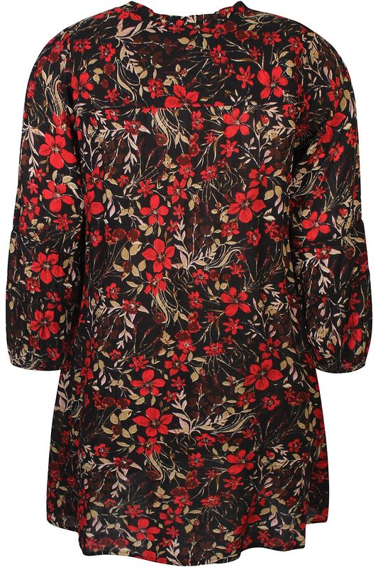 Jurk Opha 930 zwart met rode bloem