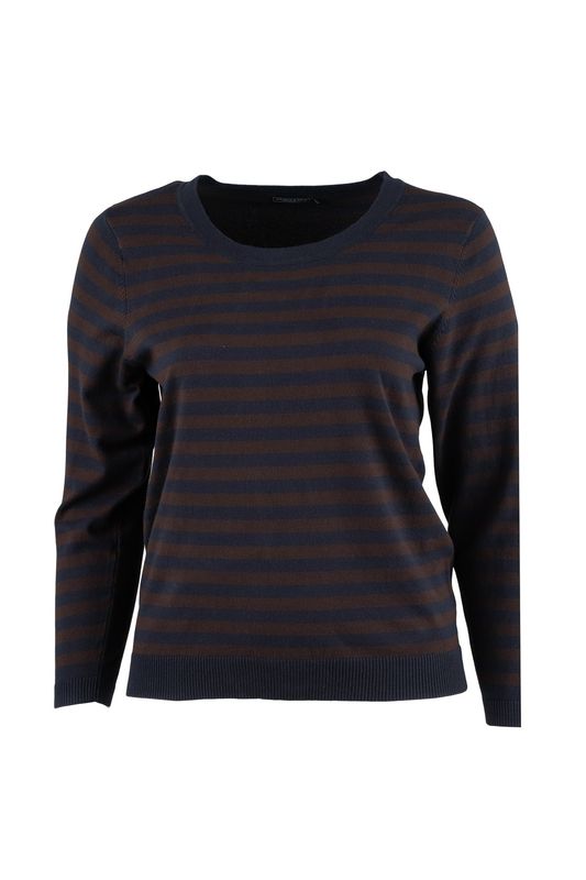 Helsinki – Trui Stripes Dark Blue/Dark Brown