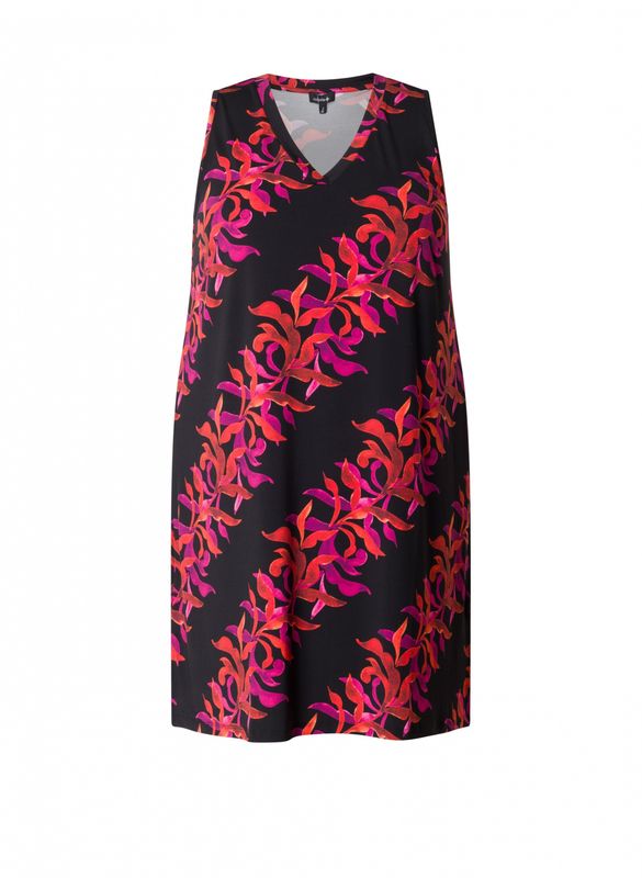 Mouwloze jurk zwart/rood 9000582