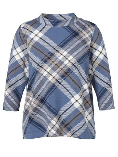 Sweatshirt staand boord 3/4 mouw blauw