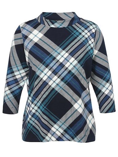 Sweatshirt staand boord blauw multi