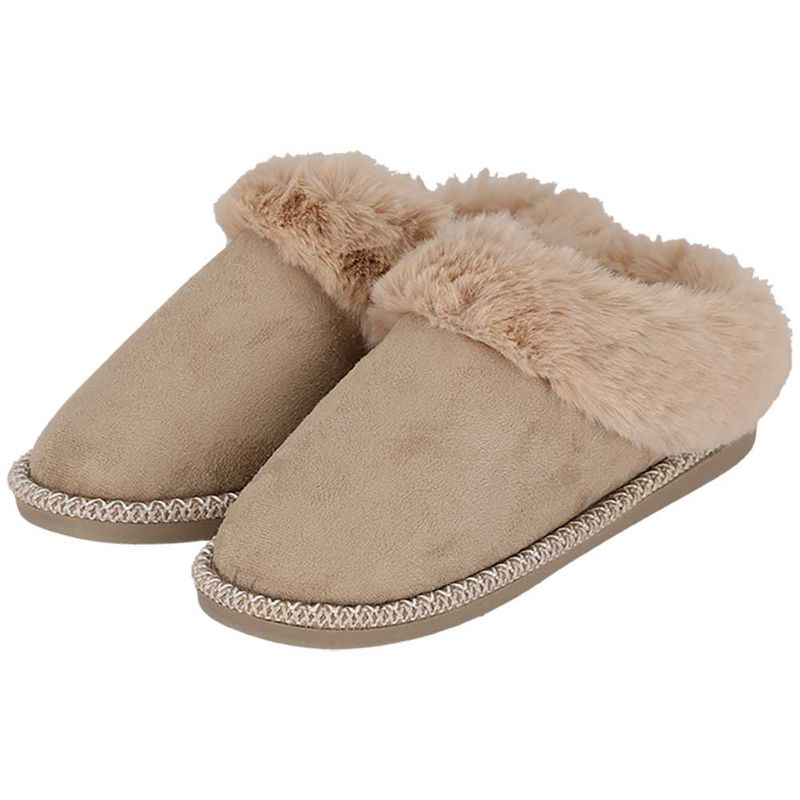 APOLLO LADIES HOME SLIPPERS TEDDY beige