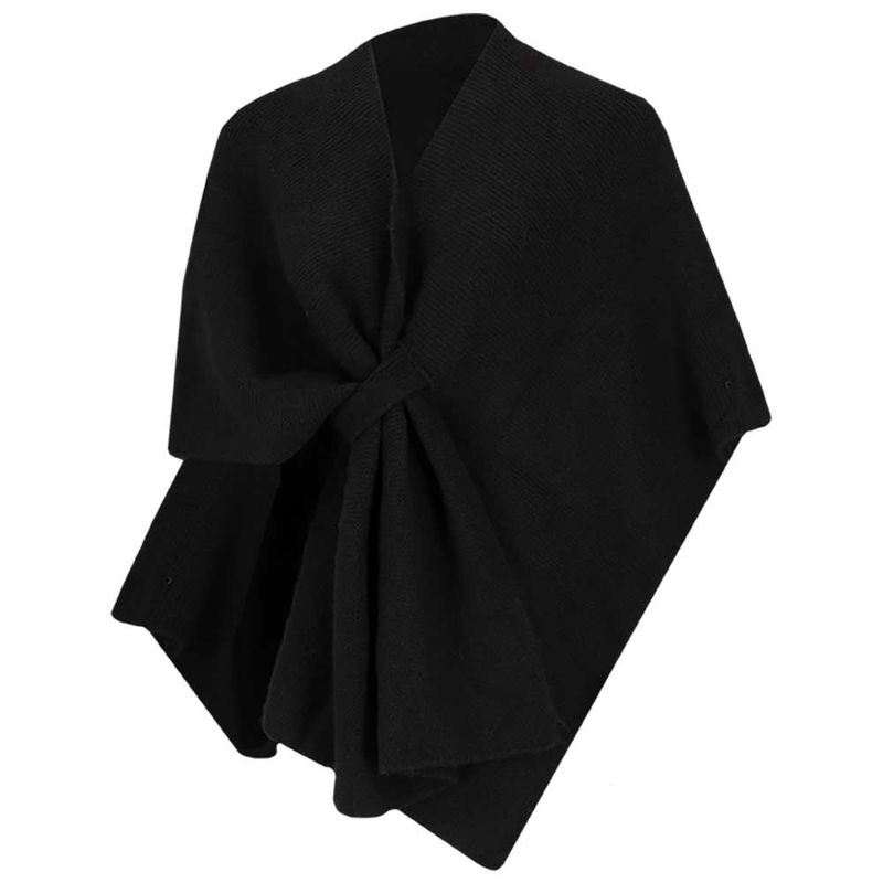 SARLINI LADIES KNIT PONCHO Black