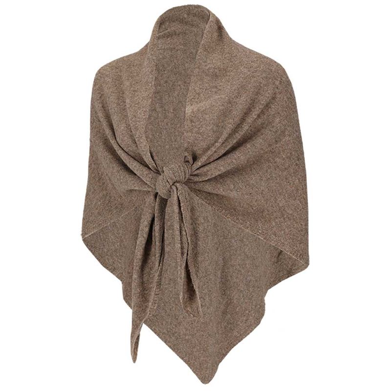 SARLINI LADIES KNIT PONCHO Dark taupe Melange