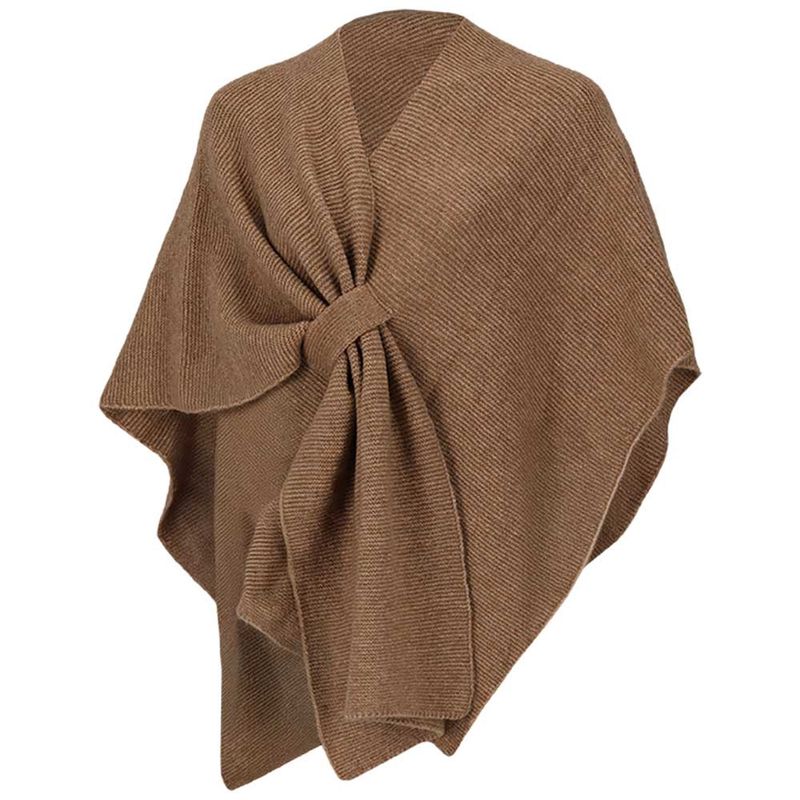 SARLINI LADIES KNIT PONCHO Taupe Melange