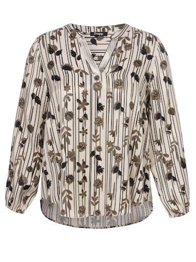 Blouse V-hals sand zwart