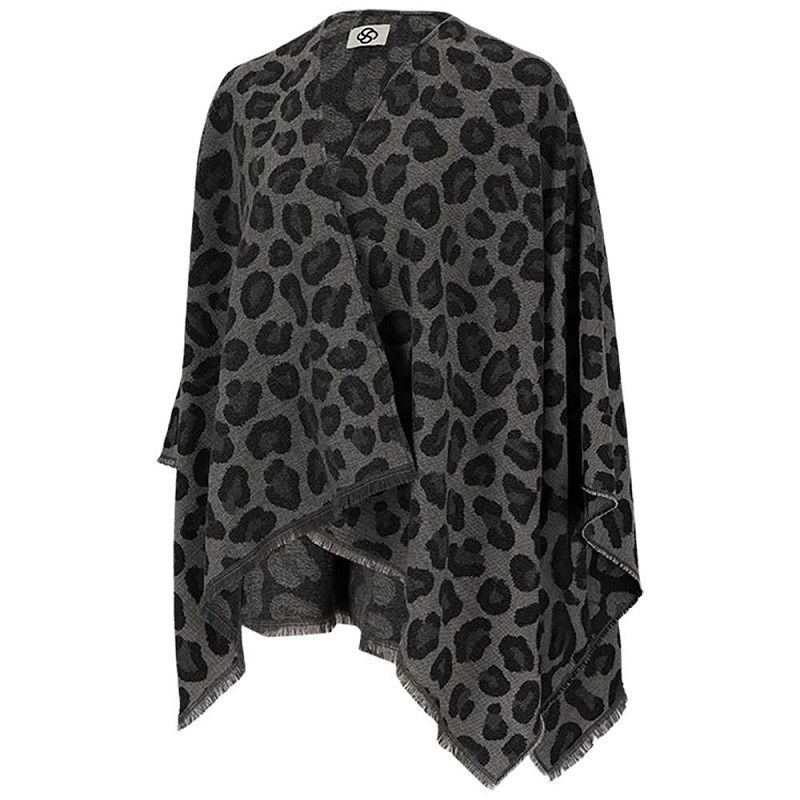 Poncho panter grijs zwart