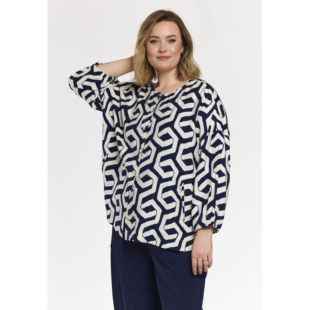 GAnnbrit Shirt Blue offwhite print