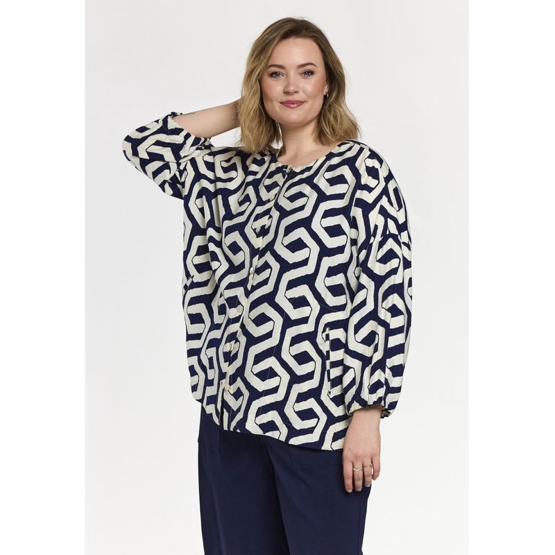 GAnnbrit Shirt Blue offwhite print