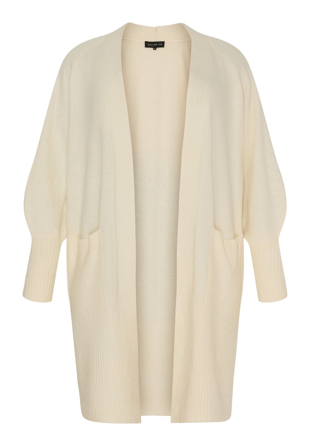 Long Cardigan w. balloon sleeves Cream White
