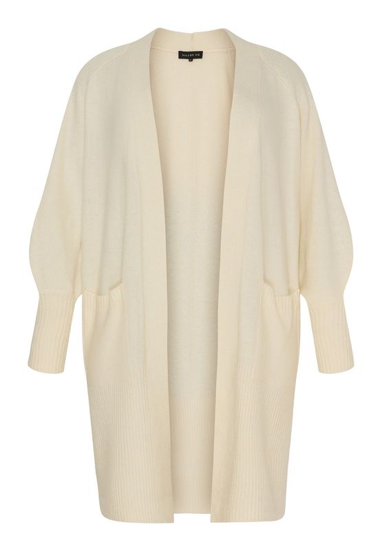 Long Cardigan w. balloon sleeves Cream White
