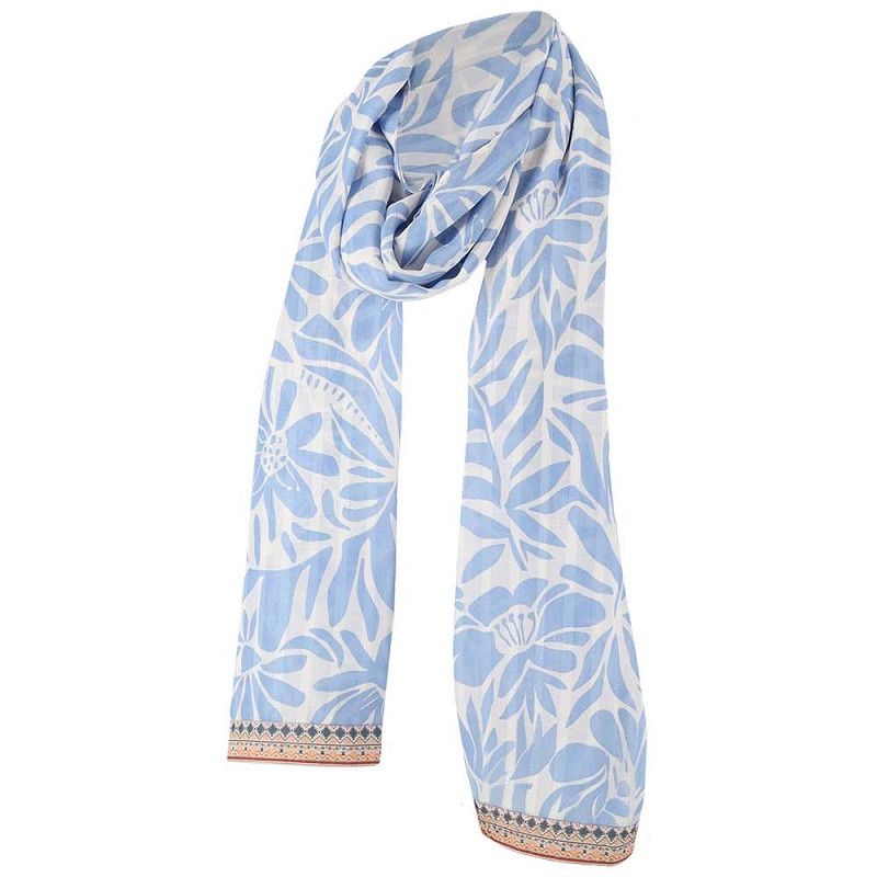 Sjaal licht blauw met rand