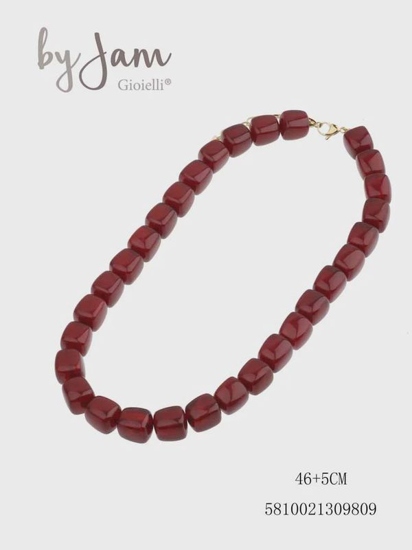 ketting - bordeaux rood - blokjes