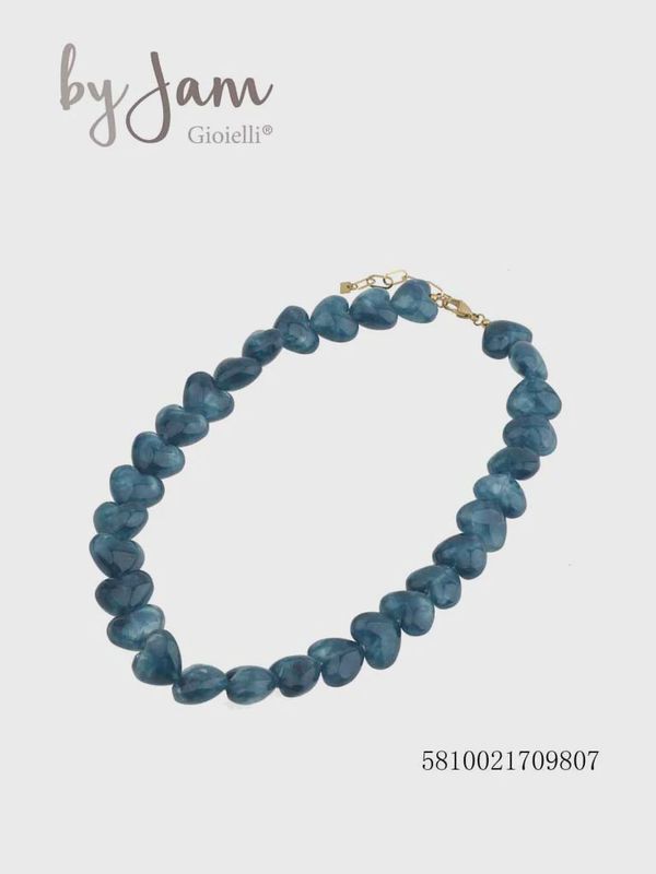 Ketting - petrol - hartjes