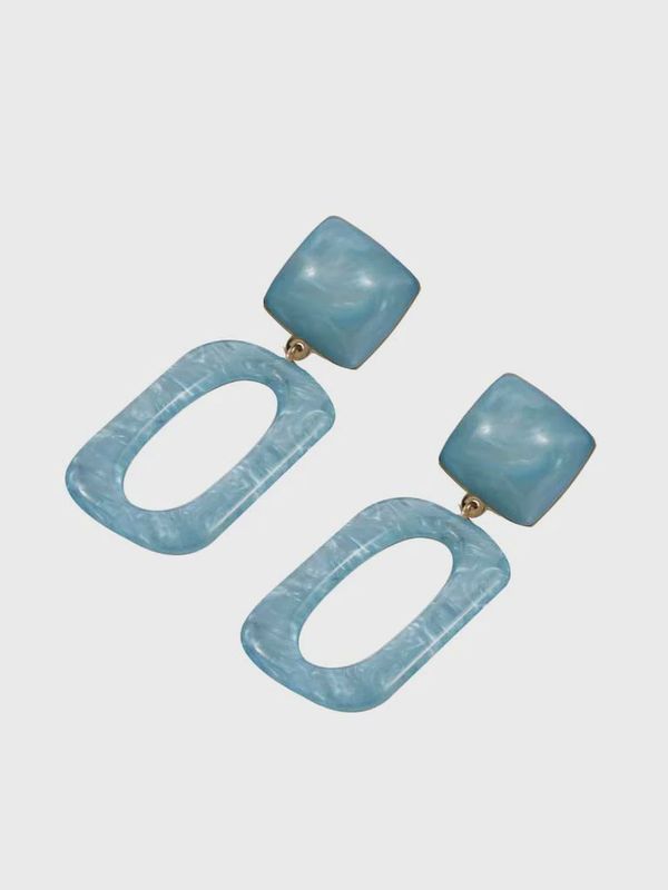 Oorbellen - aqua vierkant