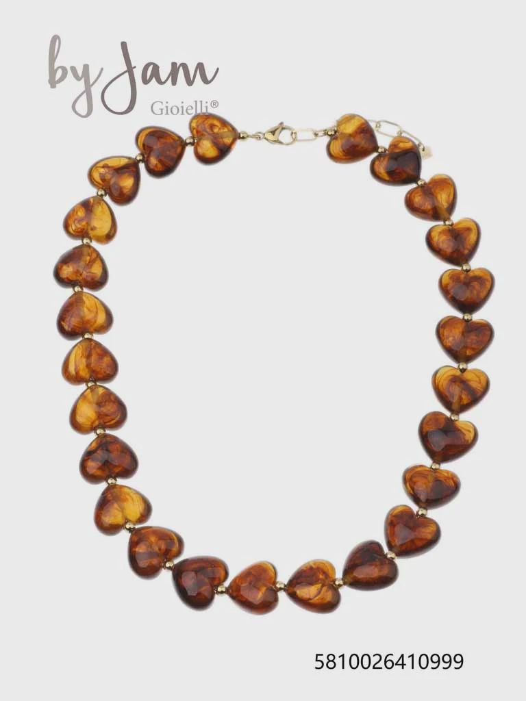 Ketting - bruine - hartjes