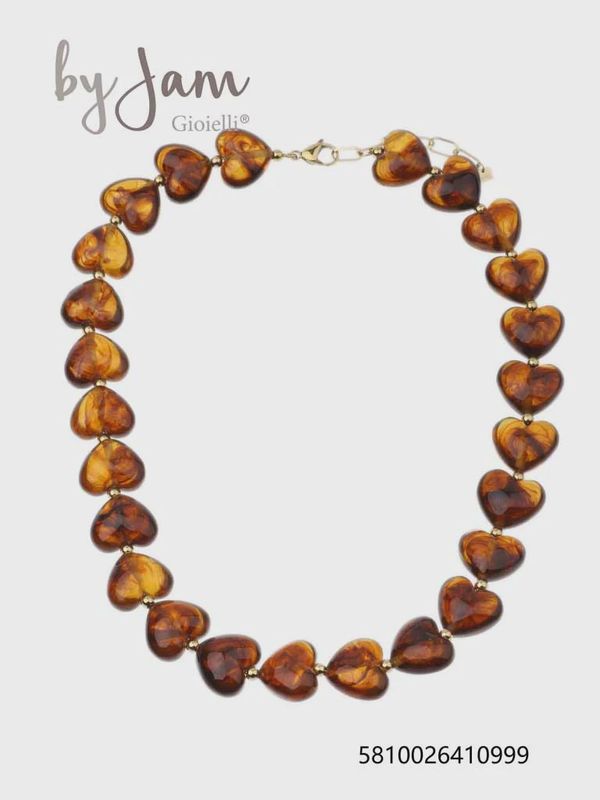 Ketting - bruine - hartjes