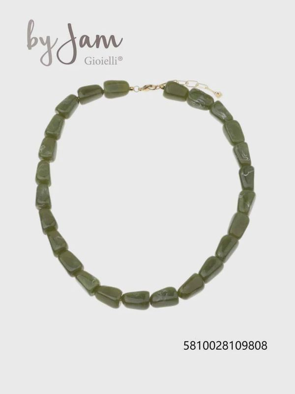 Ketting -  blokjes - groen marble