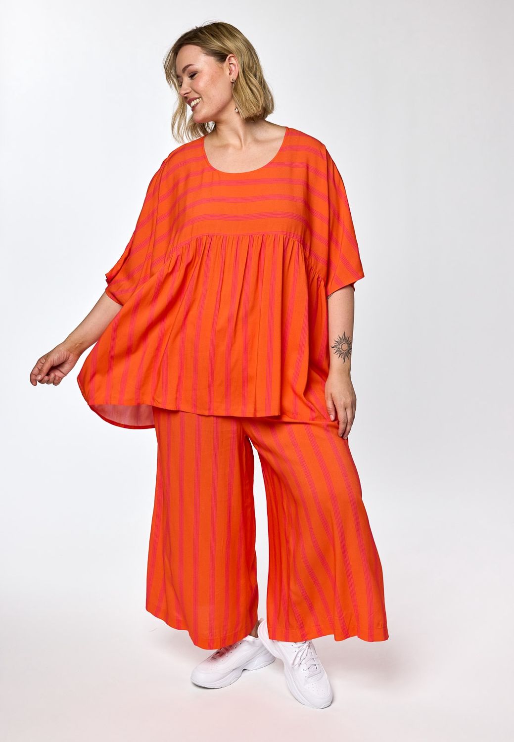 GMillie Wide Pants Pink-orange stripe