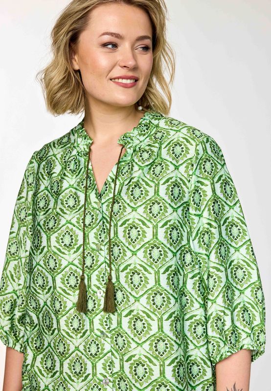 GTrine Blouse Green Print