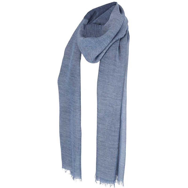 Sjaal open wave linnen Mid blue