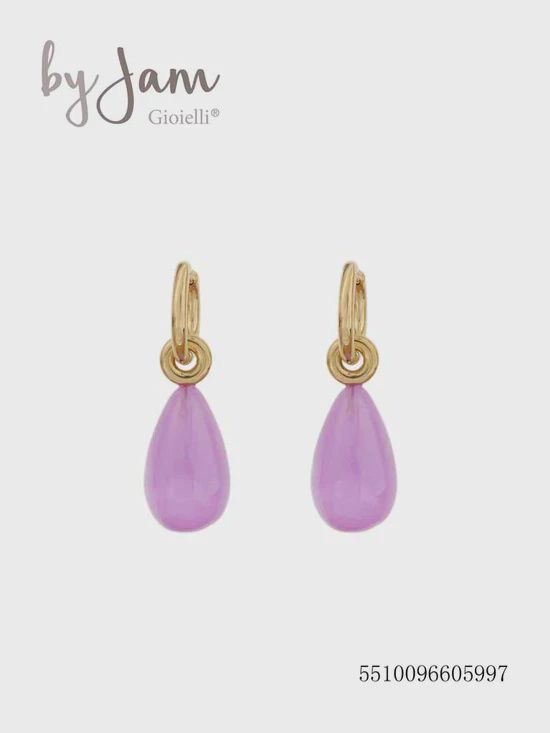 By Jam - oorbellen - paars druppel