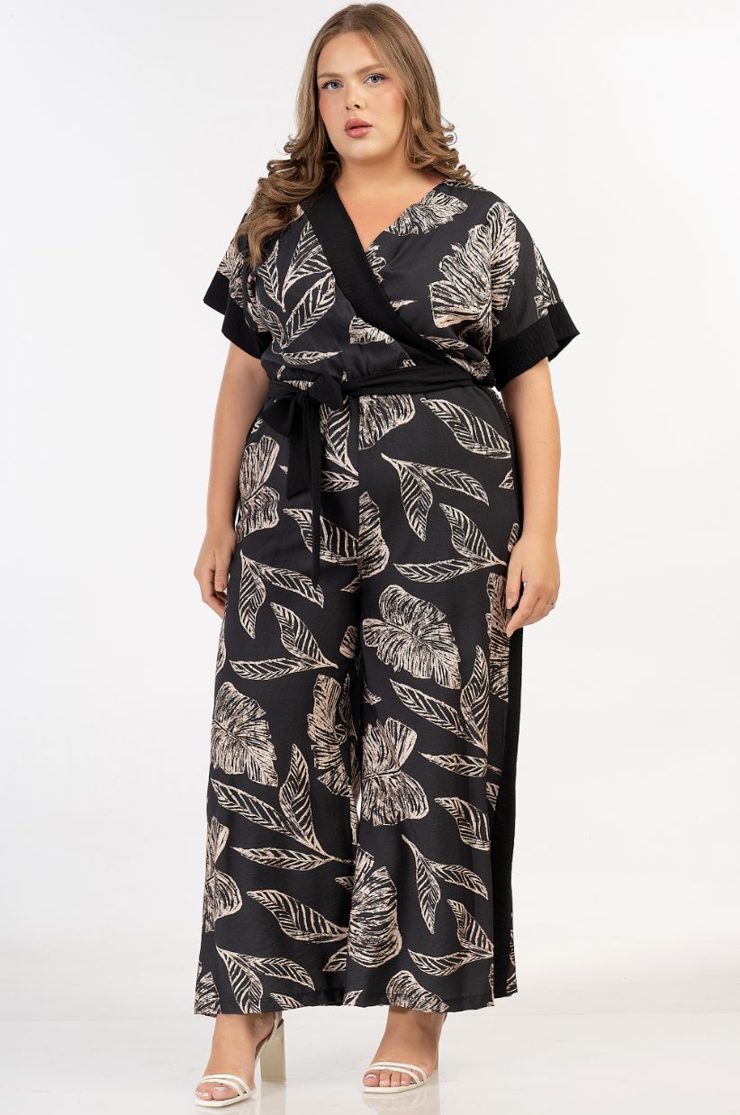 Jumpsuit zwart print
