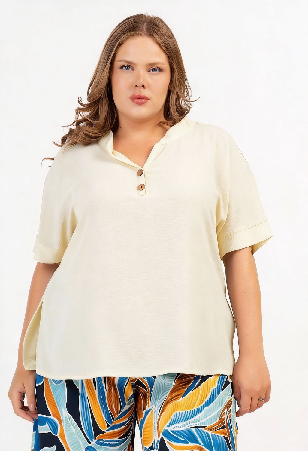 Blouse met knoopje vanilla